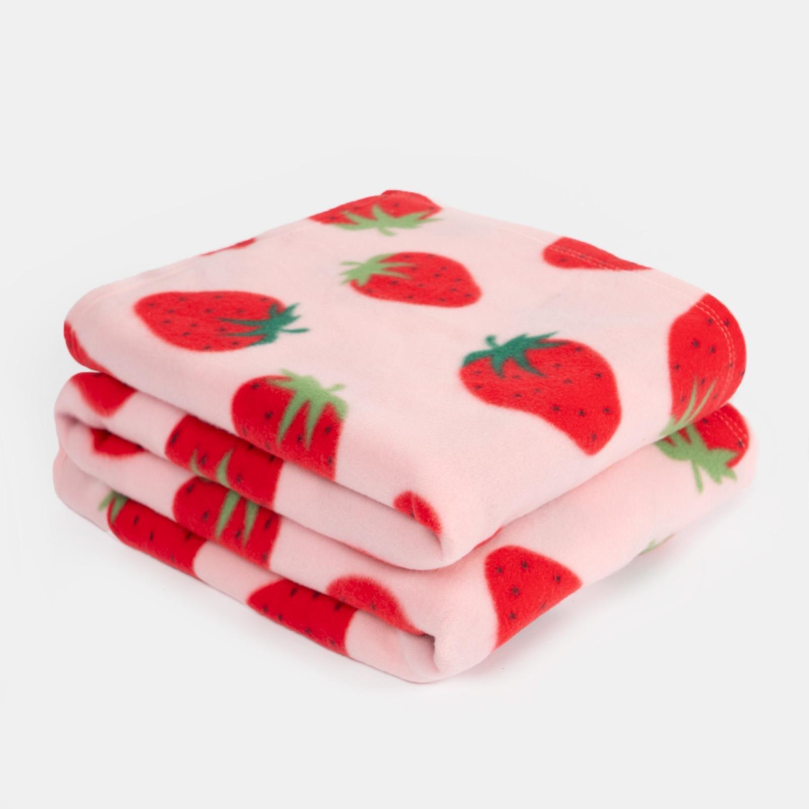 Wholesale Strawberry 10 x Fleece Blanket Sofa Throw Joblot